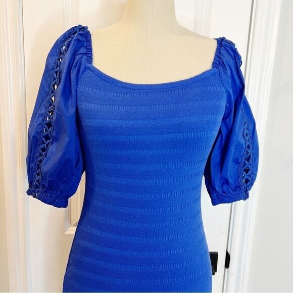 Betsy Johnson Puff Sleeve  Mini Dress Size XS NWT Blue - Picture 6 of 8
